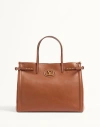 Valentino Garavani Garavani Antibes Medium Calfskin Shopping Bag In Tobacco