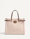 Valentino Medium Magnetic Buckle Shoulder Bag In Natural/tobacco/teak Brown