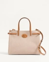 Valentino Antibes Medium Canvas Shopping Tote Bag In Natural/tobacco