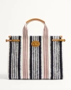 Valentino Garavani Garavani Antibes Wool Handbag In Navy/ivory