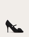 Valentino Garavani Garavani Bowjane Mary-jane Pumps In Crepe Fabric 100mm Woman Black 39.5 In Black