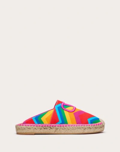 Valentino Garavani Garavani Escape Mule In Canvas With Chevron Print24 25mm Woman Multicolour/pink P In Multicolor/pink Pp