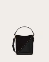 Valentino Garavani Garavani Garavani Rockstud Wispy Bucket Bag In Calfskin And Suede Woman Black Uni In Black