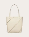 Valentino Garavani Garavani Garavani Rockstud Wispy Shopping Bag In Calfskin Woman Ivory Uni In Neutral