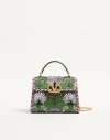 Valentino Garavani Garavani Mini Vsling Embroidered Handbag With Jewel Logo Woman Multicolour Uni In Green
