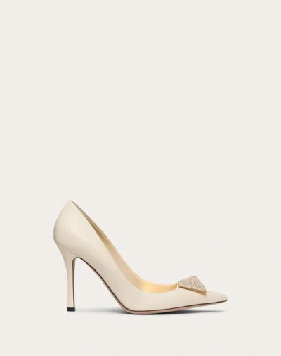 VALENTINO GARAVANI VALENTINO GARAVANI GARAVANI ONE STUD PUMP WITH CRYSTALS 100MM WOMAN LIGHT IVORY 41.5