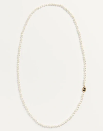 Valentino Garavani Ovalette Vlogo Pearl Necklace In Ivory