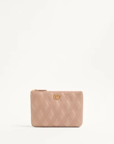 Valentino Garavani Garavani Quiltie 67 Pouch In Quilted Nappa Woman Rose Cannelle Uni