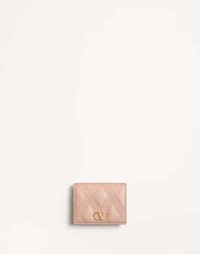 Valentino Garavani Garavani Quiltie 67 Wallet In Quilted Nappa Woman Rose Cannelle Uni