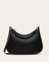 Valentino Garavani Garavani Rockstud Hobo Bag In Grainy Calfskin Woman Black Uni
