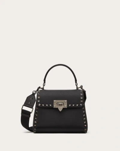 Valentino Garavani Garavani Rockstud Small Handbag In Grainy Calfskin Woman Black Uni