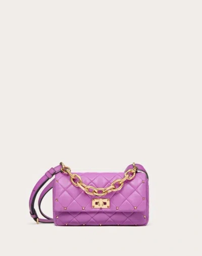 Valentino Garavani Garavani Rockstud Spike Bag In Nappa Patchwork Woman Violet Uni