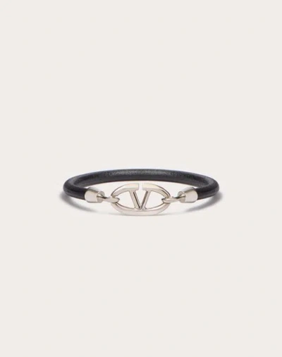 Valentino Garavani Garavani The Bold Edition Vlogo Bracelet In Leather And Metal In Black