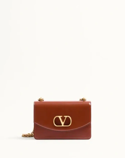 Valentino Garavani Garavani Vain Shoulder Bag In Shiny Calfskin Woman Brown Uni