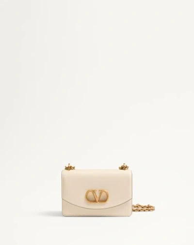 Valentino Garavani Garavani Vain Small Shoulder Bag In Shiny Calfskin Woman Ivory Uni In Neutral