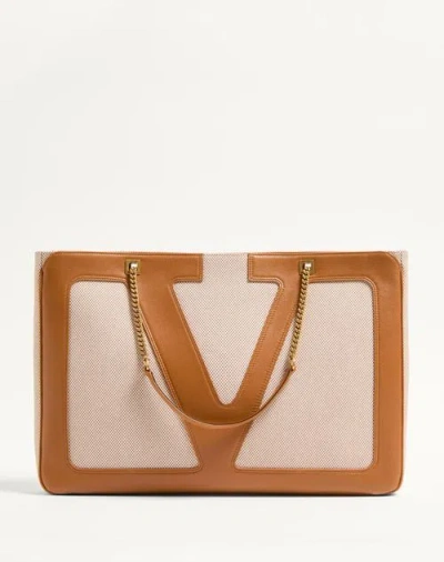 Valentino Garavani Garavani Viva Superstar Large Canvas Shopping Bag Woman Natural/spice Uni