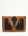 Valentino Black Nappa Leather Large Viva Superstar Shopping Bag In Black/brown