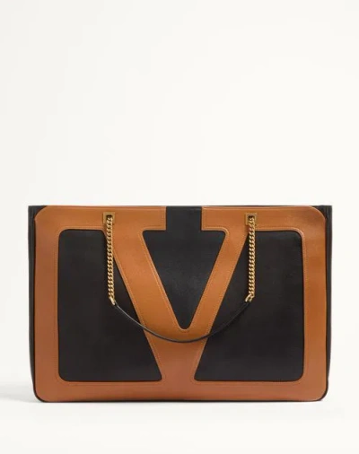 VALENTINO GARAVANI VALENTINO GARAVANI GARAVANI VIVA SUPERSTAR LARGE NAPPA LEATHER SHOPPING BAG WOMAN BLACK/SPICE UNI