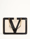 Valentino Garavani Garavani Viva Superstar Medium Nappa Leather Shopping Bag Woman Butter/black Uni In Ivory/black