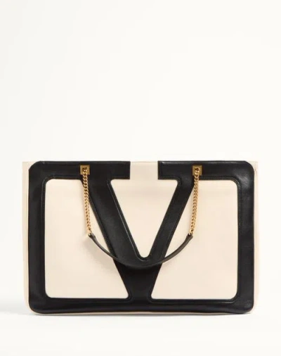 VALENTINO GARAVANI VALENTINO GARAVANI GARAVANI VIVA SUPERSTAR LARGE NAPPA LEATHER SHOPPING BAG WOMAN BUTTER/BLACK UNI
