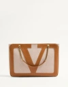 Valentino Garavani Garavani Viva Superstar Medium Canvas Shopping Bag Woman Natural/spice Uni In Natural/spice