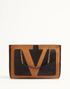 Valentino Viva Superstar Leather Shoulder Bag With Maxi Vlogo Signature On The Front In Black/brown