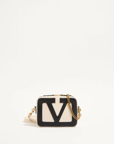 Valentino Garavani Ivory Leather Viva Superstar Handbag In Black