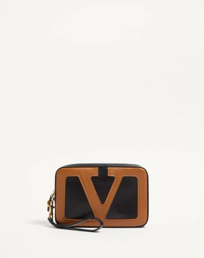 Valentino Garavani Garavani Viva Superstar Nappa Pouch In Black/spice
