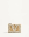 Valentino Garavani Garavani Viva Superstar Small Pouch In Synthetic Raffia Woman Natural/butter Uni
