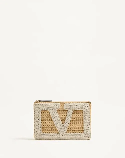 Valentino Garavani Garavani Viva Superstar Small Pouch In Synthetic Raffia Woman Natural/butter Uni
