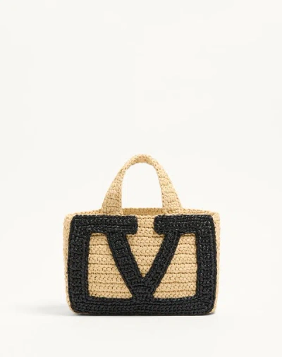 Valentino Garavani Garavani Viva Superstar Small Shopping Bag In Synthetic Raffia Woman Natural Uni