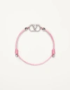 Valentino Vlogo Signature Fabric Bracelet In Pink/crystal