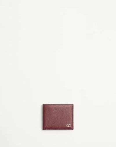 Valentino Garavani Garavani Vlogo Signature Grainy Calfskin Wallet In Brown