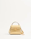 Valentino Garavani Garavani Vsling Mini Handbag In Laminated Grainy Calfskin With Jewel Logo Woman A In Antique Brass