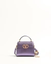 Valentino Garavani Garavani Vsling Mini Handbag In Laminated Grainy Calfskin With Jewel Logo Woman V In Purple