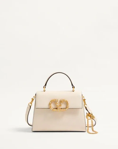 Valentino Garavani Garavani Vsling Small Handbag In Grainy Calfskin With Jewel Logo Woman Ivory Uni
