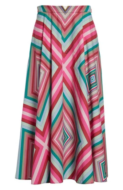 Valentino Rhombus 75 Cotton Poplin Maxi Skirt In Multi