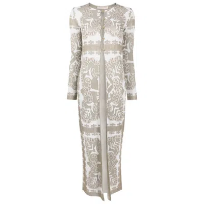 Valentino Garavani Geometric-print Metallic-finish Cape In Gray