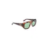 Valentino Sunglasses With Tortoiseshell Frame And Green Lenses In Brown