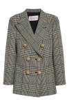 Valentino Garavani Houndstooth Double-breasted Jacket In Ivory/black