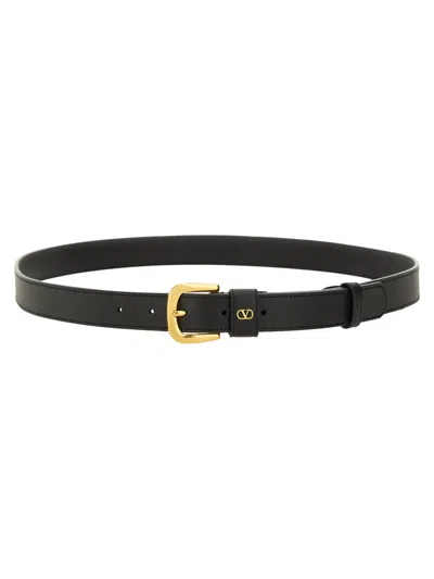 Valentino Garavani Glossy Calfskin Vlogo Signature Belt In Brown