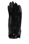 Valentino Mesh Gloves Bow Accent In Black