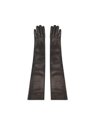 Valentino Garavani Gloves In Black/black Ruthenium