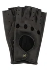 Valentino Vlogo Signature Leather Fingerless Gloves In Blackblood