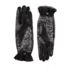 Valentino Lace Bow Sheer Fabric Gloves Signature In Black