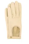 Valentino Leather Gloves With Cut-out And Stitch Detail In Neutral