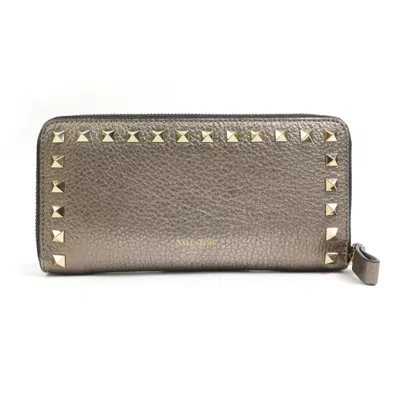 Pre-owned Valentino Garavani Gold Black Leather Coin Purse/coin Case () In Multi
