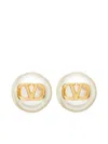 Valentino Signature Pearl Earrings Gold Hardware In Gold