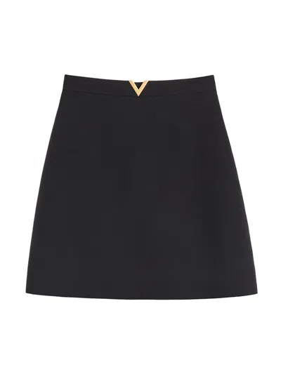 Valentino Garavani Gold Detail Waist Skirt Size 38 In Black