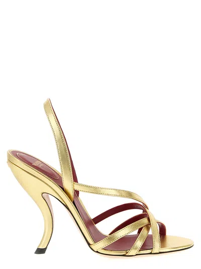 Valentino Garavani Gold Lambskin Stiletto Heel Women's Sandals